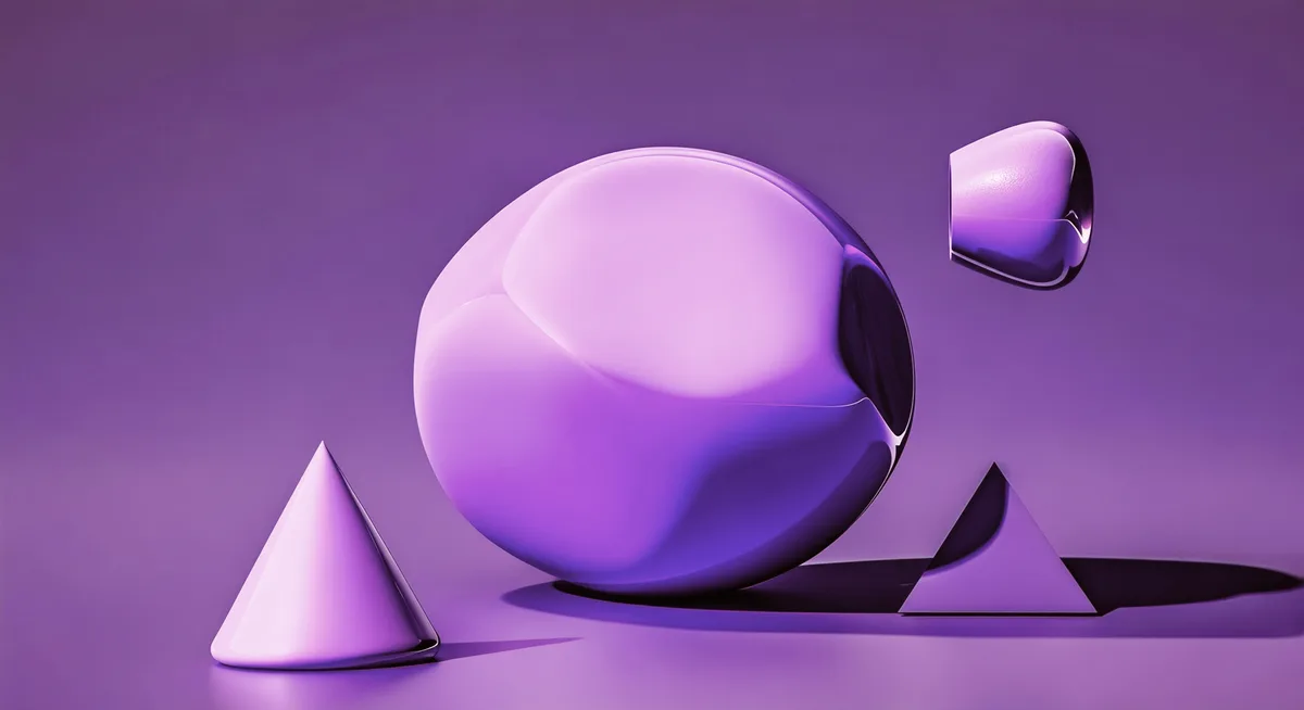 Abstract silver and purple shapes representing collaboration and expertise